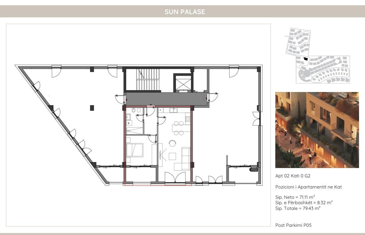 Apartament 1+1 për shitje në Sun Palasë, Palasë 2