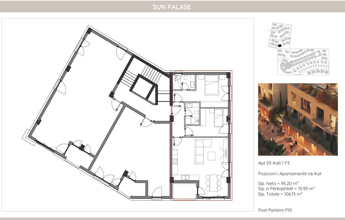 Apartament 2+1 – Sun Palasë, Palasë 3