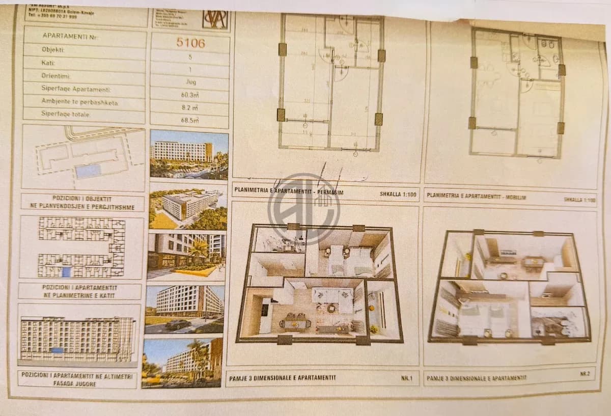 Apartament 68.5m2 1+1 tek Rezidenca VM 2