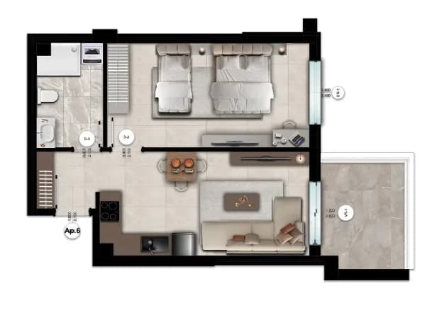 Apartament 1+1 për shitje — Rezidenca Montevideo 3