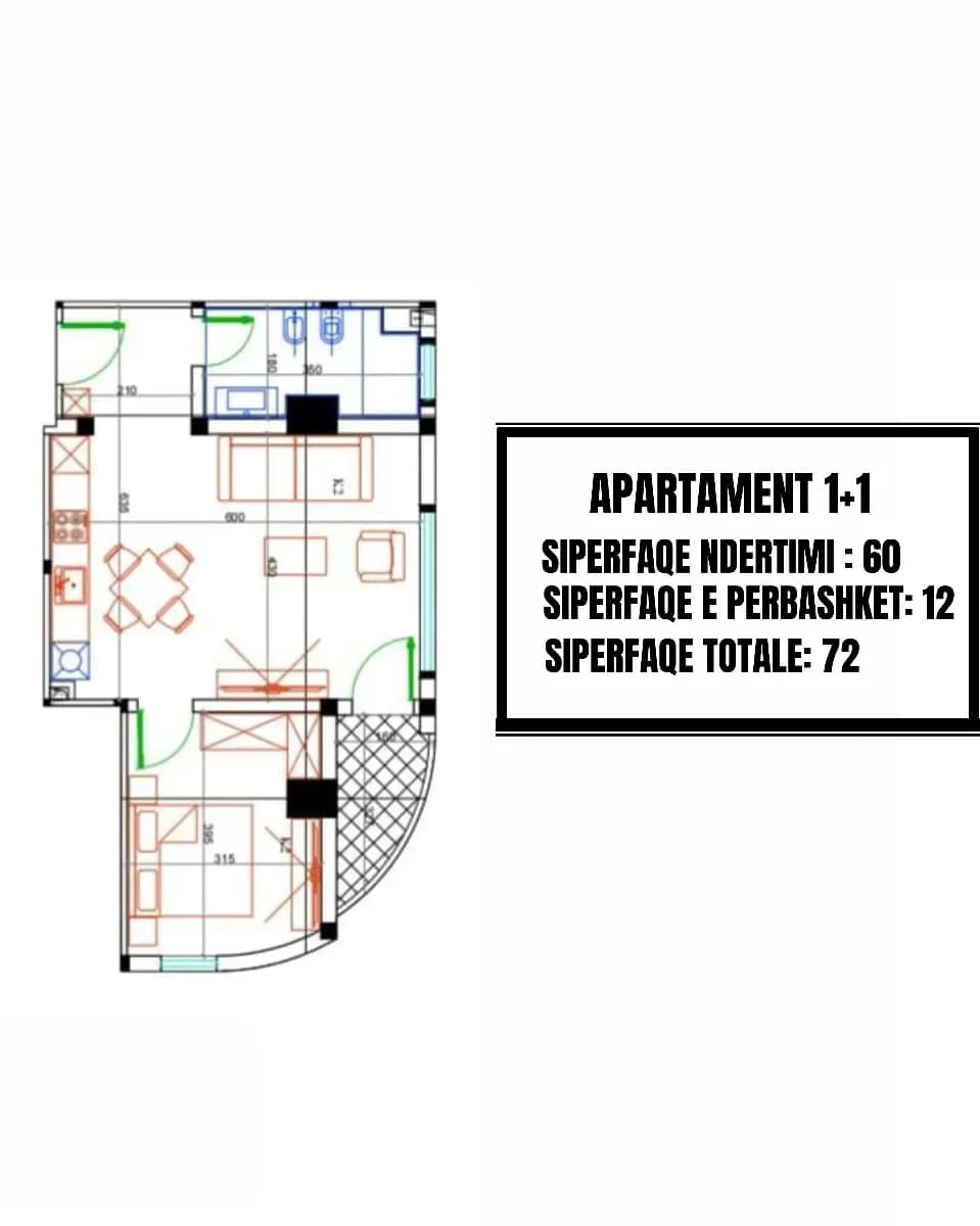 Apartament 1+1 në Shitje – Capiten Coast Bleger Premium, Golem 3