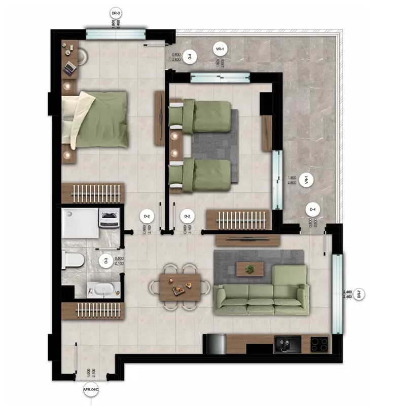 Apartament 2+1 për shitje — Rezidenca Montevideo 3