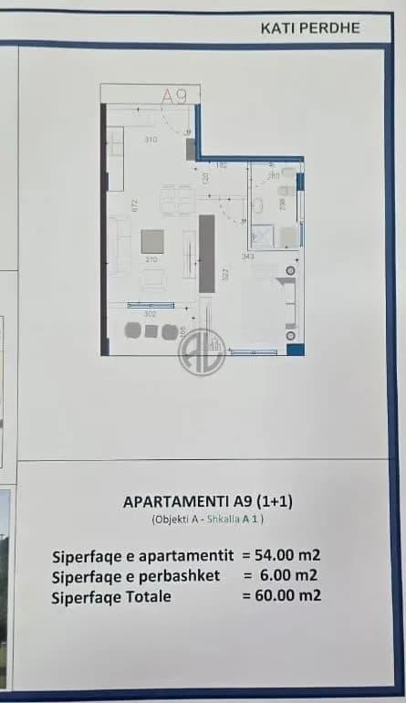 Shitet Apartament 1+1 60m2 – Rezidenca Oriental, Golem 3