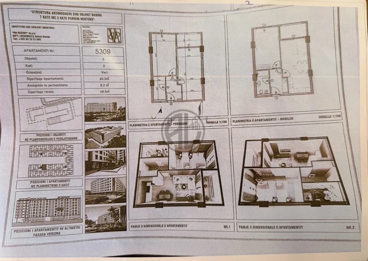 Apartament 1+1 68.5m2 tek Rezidenca VM. 2