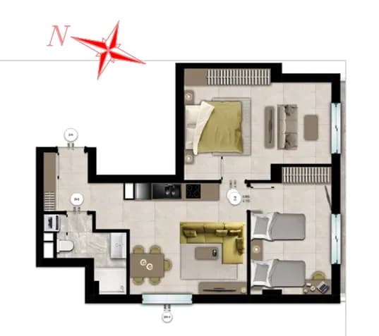 Apartament 2+1 për shitje — Rezidenca Montevideo 3