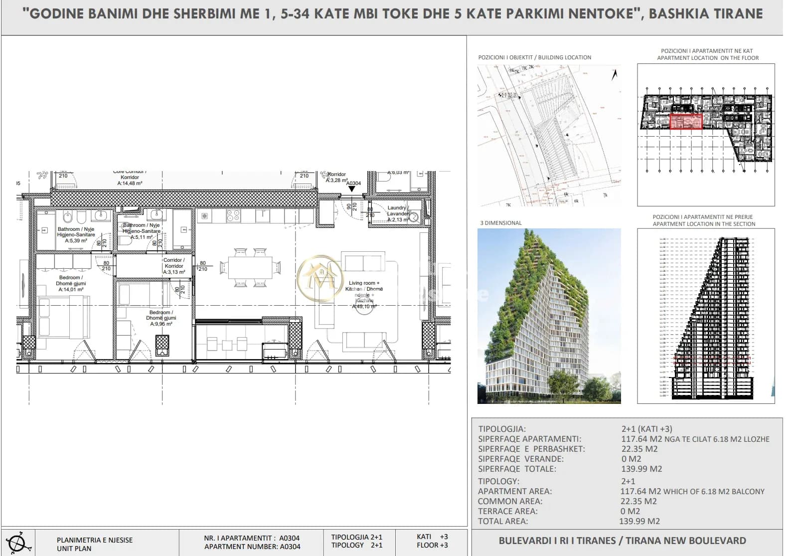 Shitje | Apartament 2 + 1 | The New Boulevard | 330000 € 2