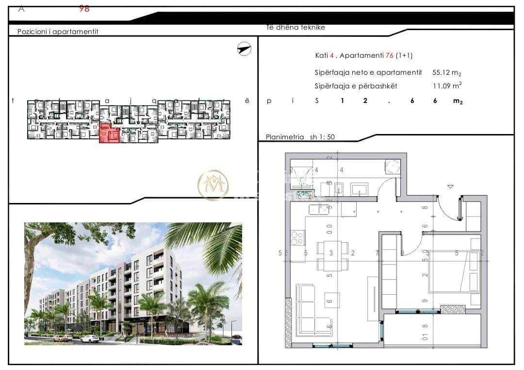 Shitje | Apartament 1 + 1 | ne Plazhin e Golemit | 106000 € 1