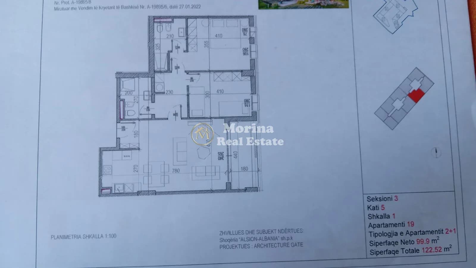 Shitje | Apartament 2 + 1+2 Poste Parkimi | Rruga e Kavajës | 270000 €