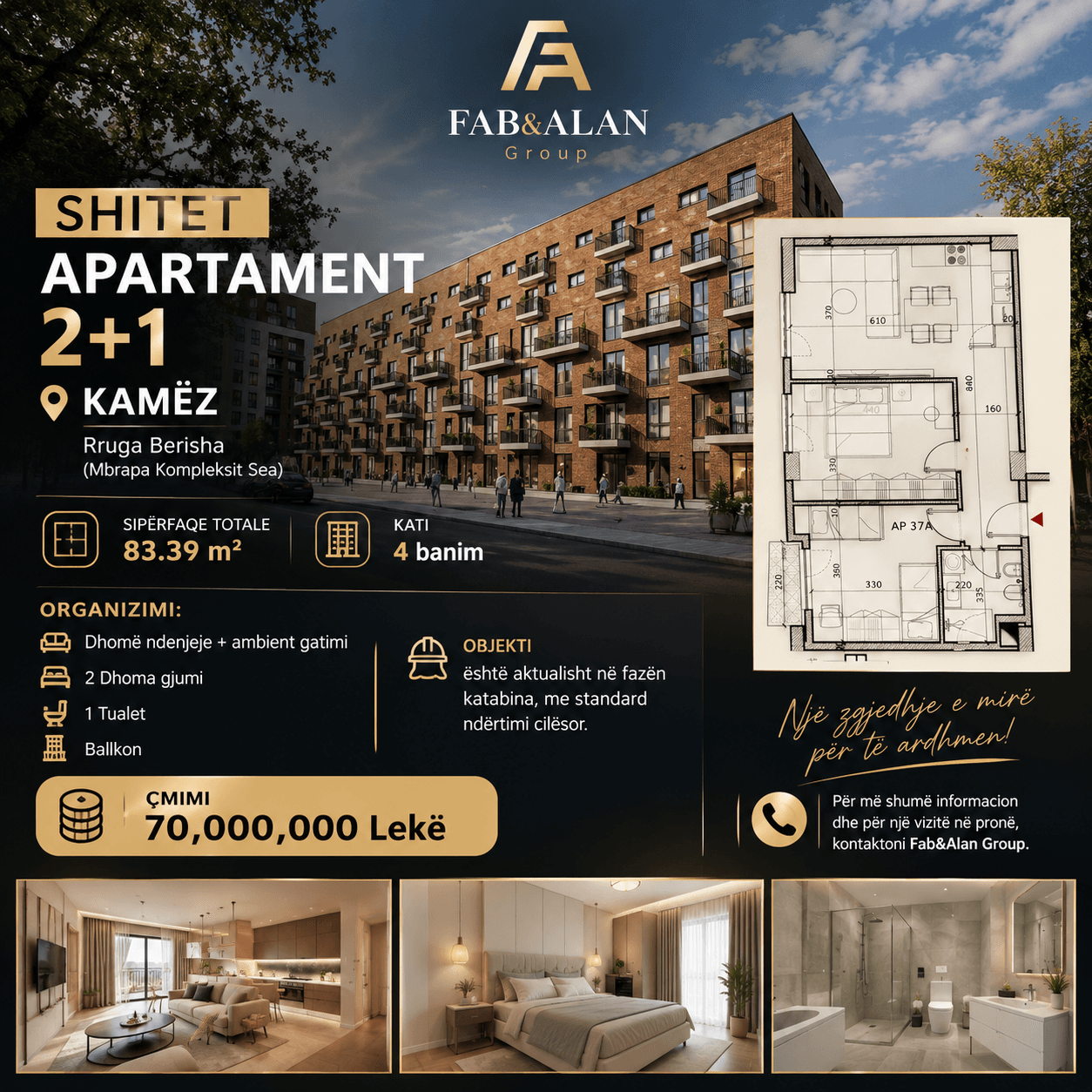 🏡 SHITET APARTAMENT 2+1 – KAMËZ