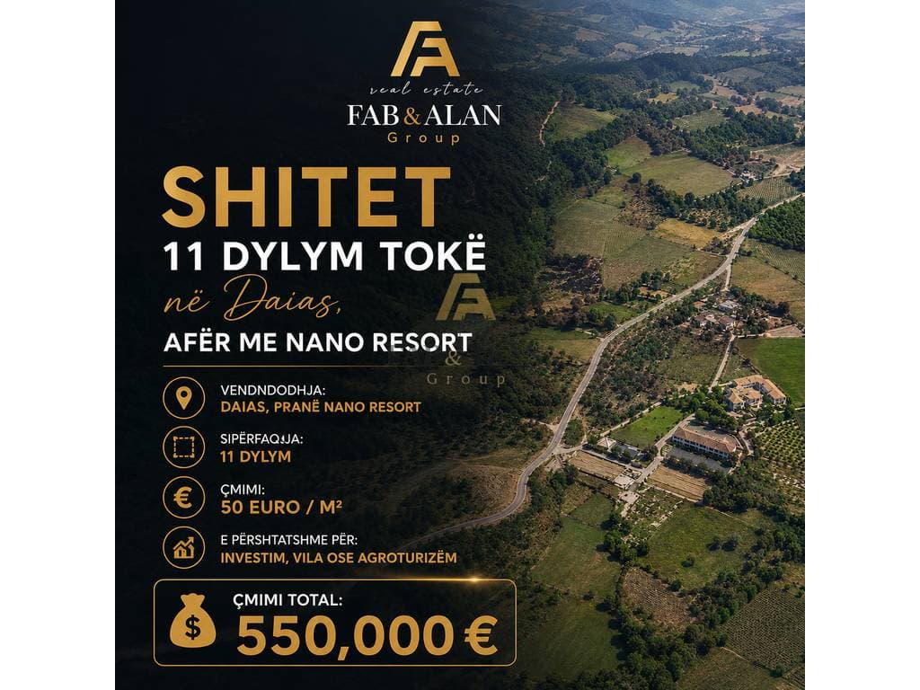 Tokë Për Shitje në Daias, Tiranë - 550000€ | 11000 m²