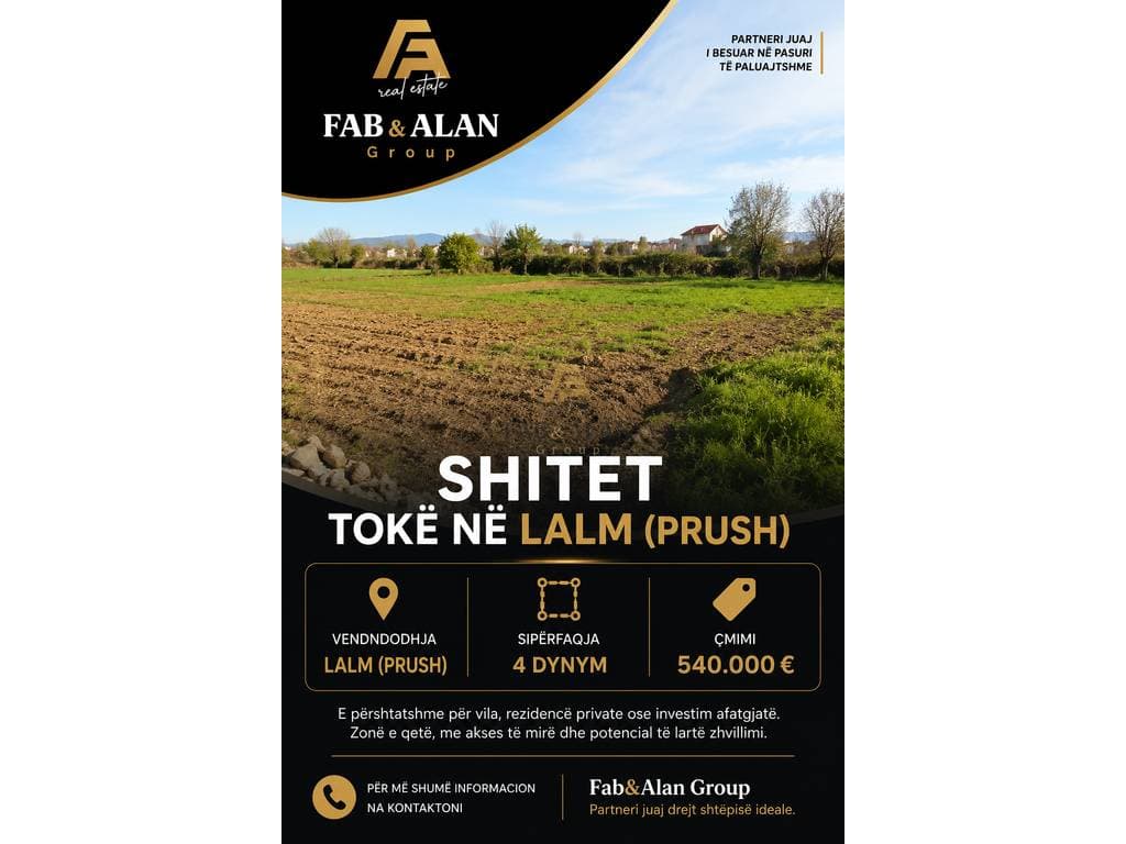 Tokë për Shitje në Prush, Tiranë - 540,000€ | 4000 m²