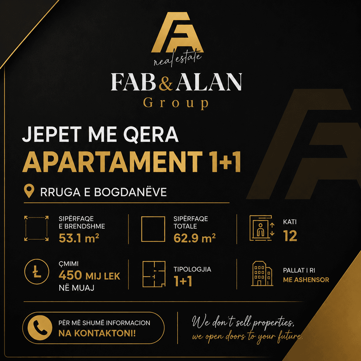 🏡 JEPET ME QIRA APARTAMENT 1+1 – ALI DEMI