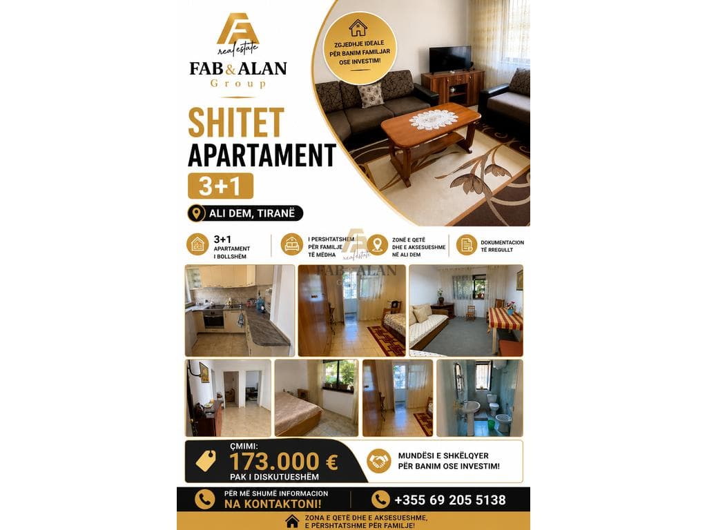 🏡 SHITET APARTAMENT 3+1 – ALI DEM - 173,000 €