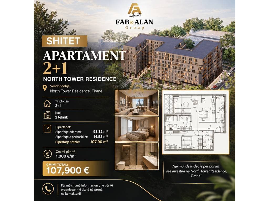 🏡 SHITET APARTAMENT 2+1 – NORTH TOWER RESIDENCE 1