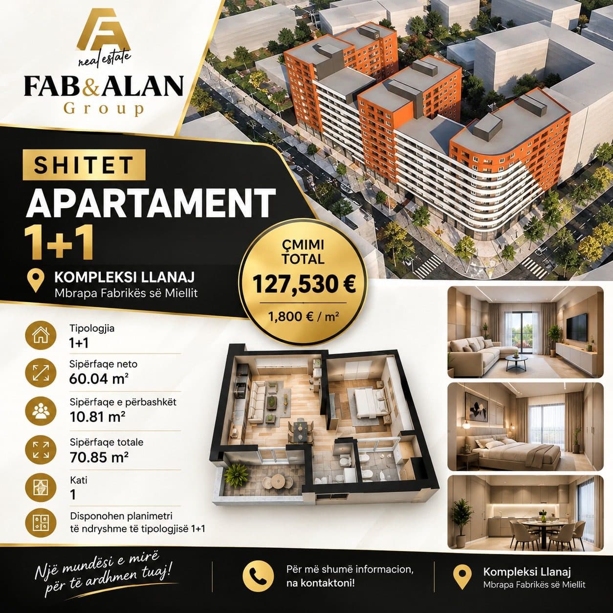 SHITET APARTAMENT 1+1 – KOMPLEKSI LLANAJ