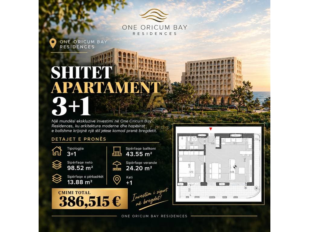 SHITET APARTAMENT 3+1 – ONE ORICUM BAY RESIDENCES 1