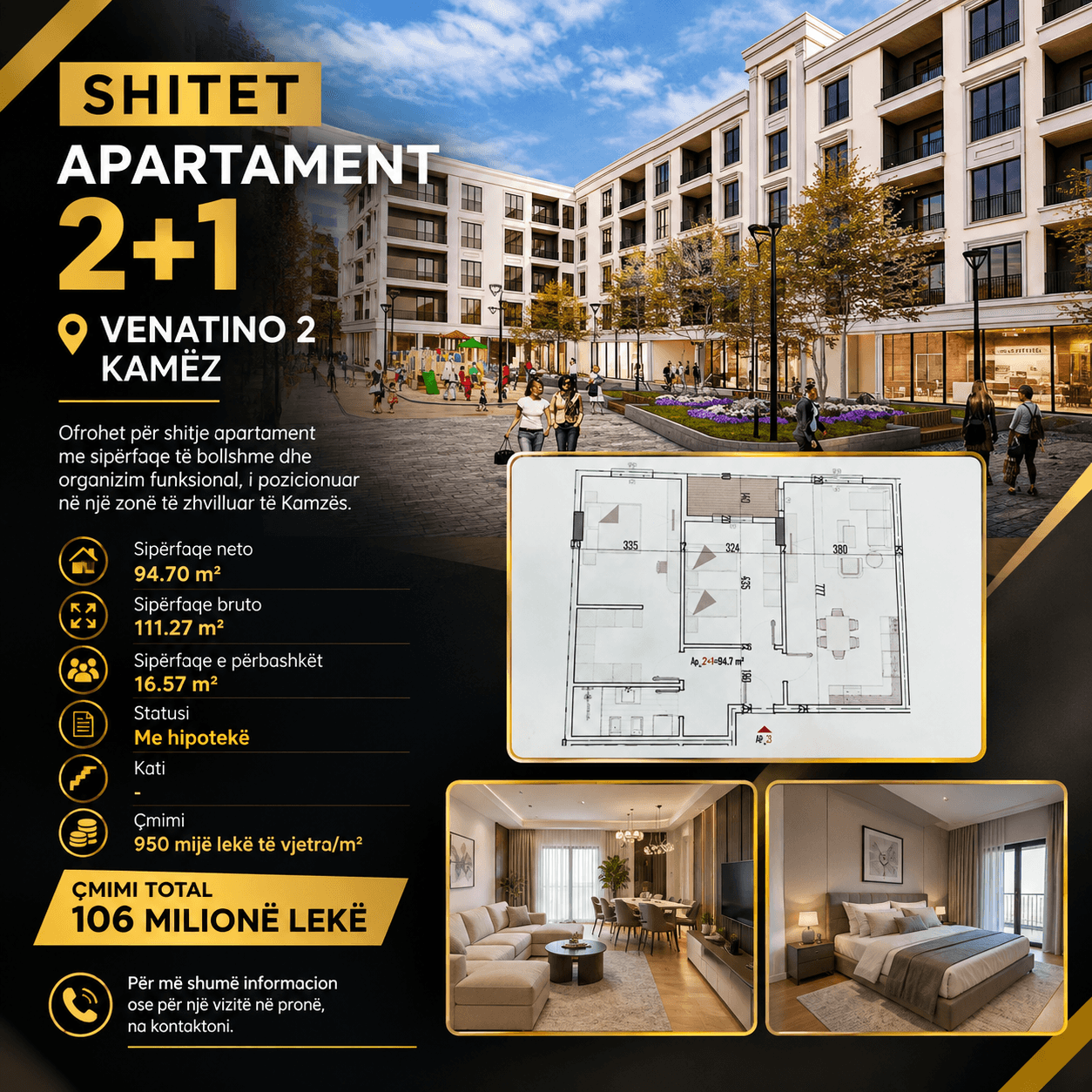🏡 SHITET APARTAMENT 2+1 – VENATINO 2, KAMËZ