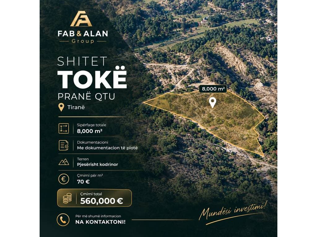🌿 SHITET TOKË PRANË QTU – TIRANË 📍 Vendndodhja: Zona e QTU-së, Tiranë
