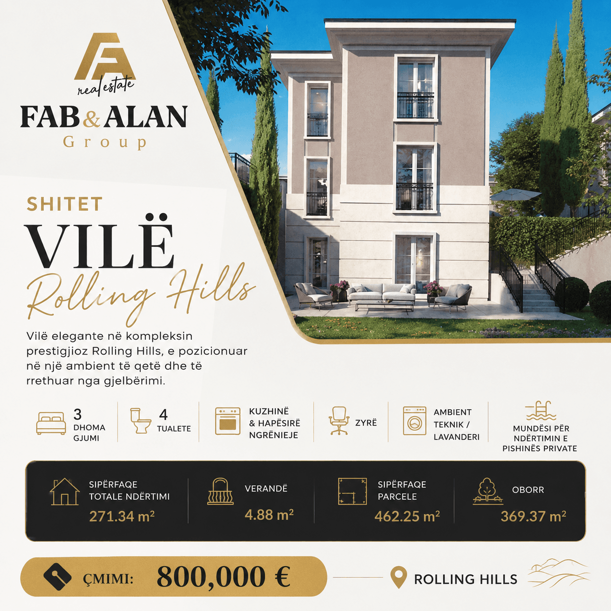 🏡 VILË PËR SHITJE – ROLLING HILLS 1