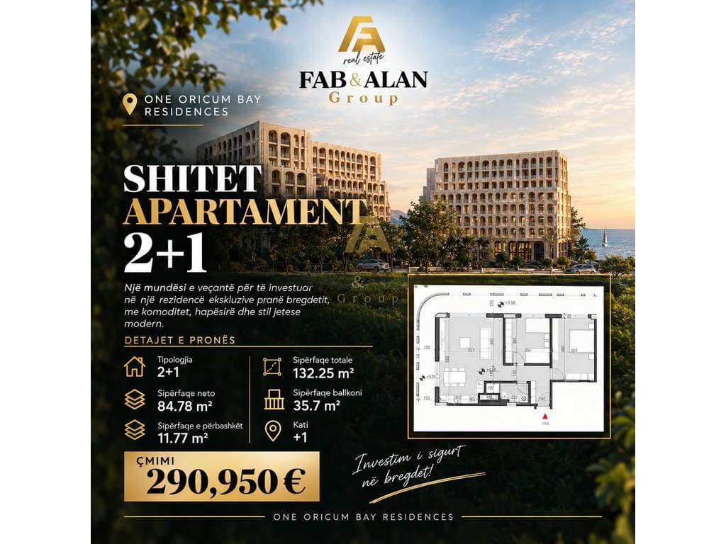 SHITET APARTAMENT 2+1 – ONE ORICUM BAY RESIDENCES 1