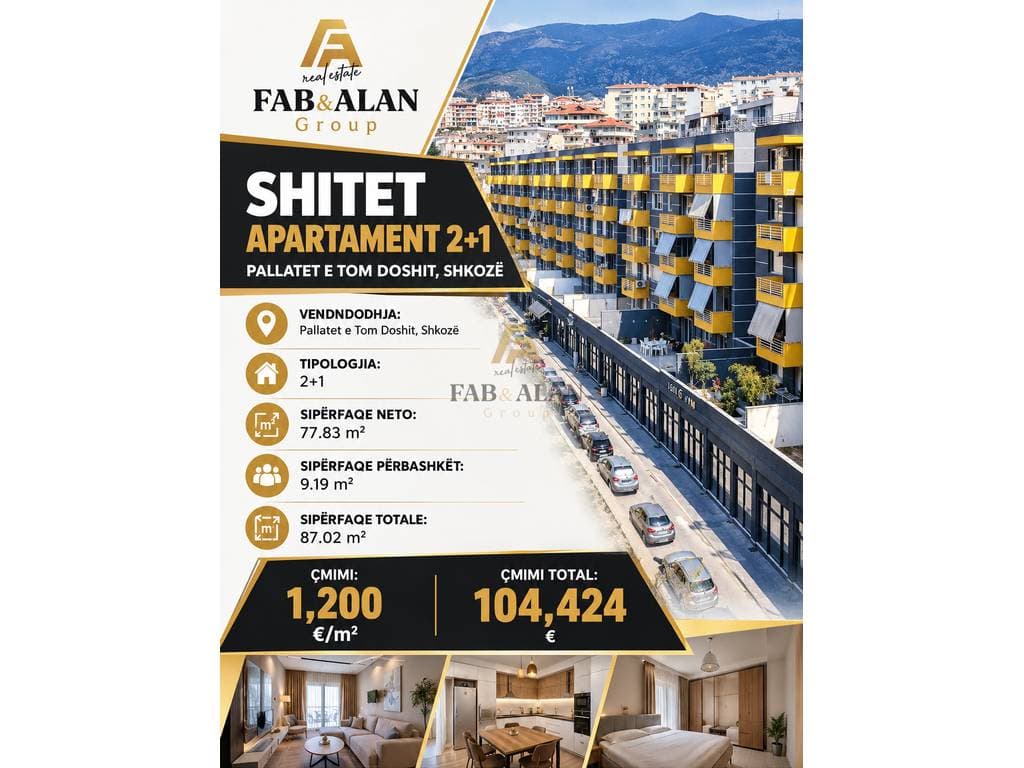Apartament 2+1 Për Shitje në Tiranë - 104,424€ | 87 m²