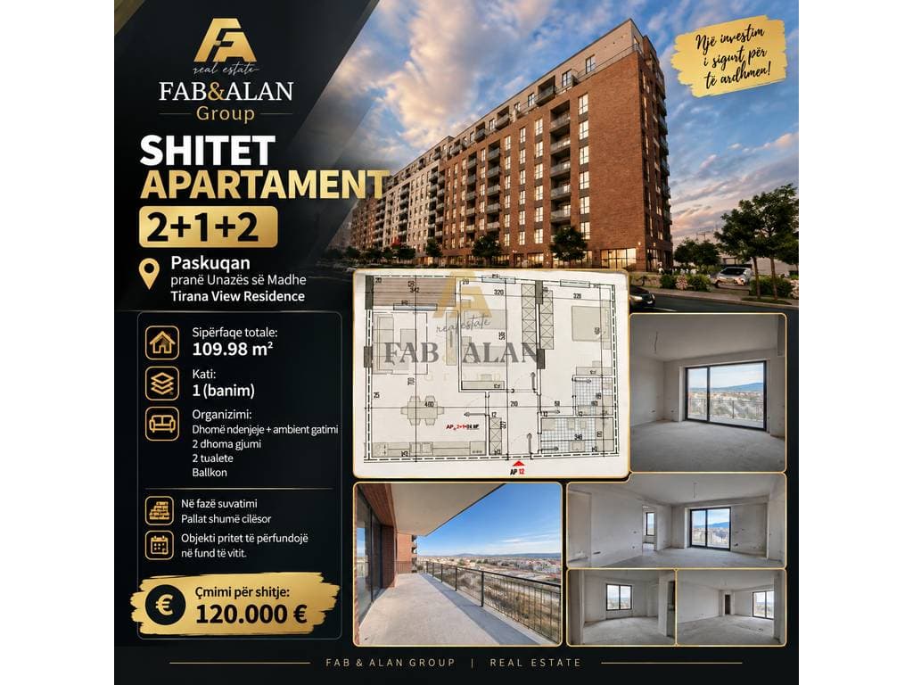 🏠 SHITET APARTAMENT 2+1+2 – PASKUQAN