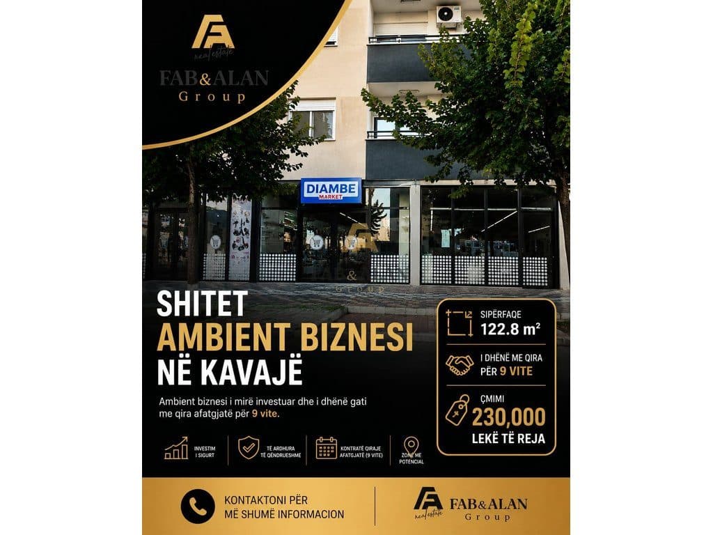 Dyqan Per Shitje në Kavajë - 303316€ | 122 m²