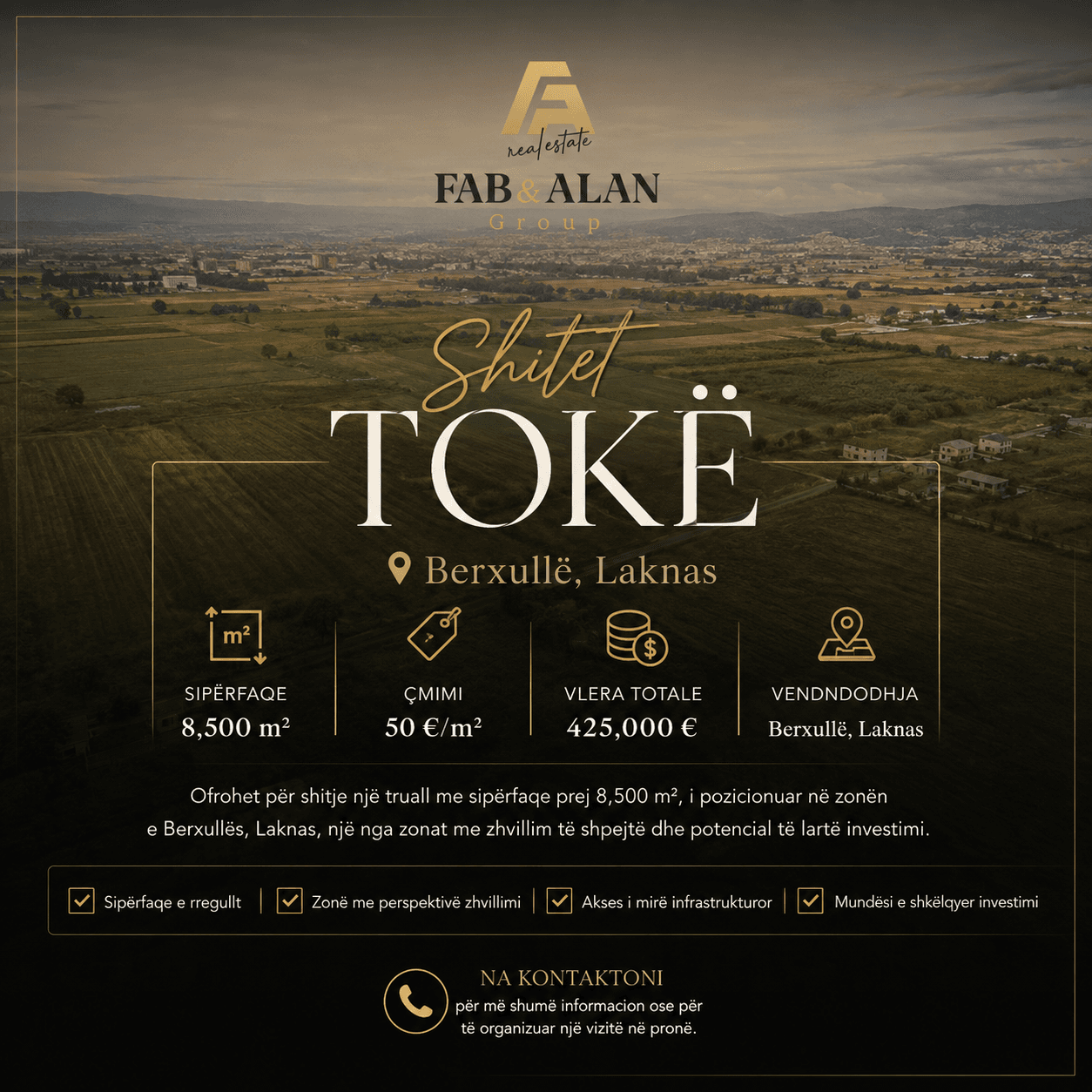 🏡 Shitet Tokë – Berxullë, Laknas