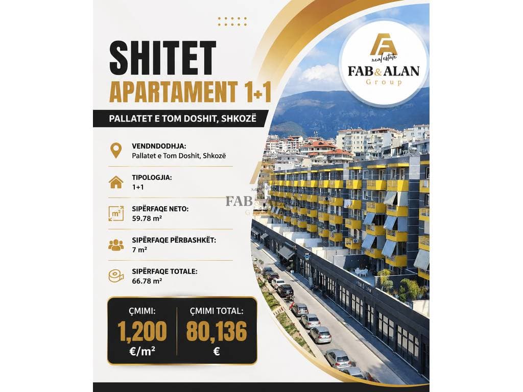 Apartament 1+1 Për Shitje në Shkozë, Tiranë - 80.136€ | 67 m²
