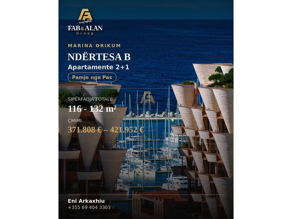Apartamente 2+2 Për Shitje Marina Orikum, në Orikum, Vlorë - Kontaktoni për Çmim |116 m² - 132 m²
