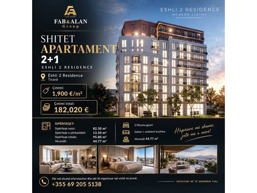 🏡 SHITET APARTAMENT 2+1 – ESHLI 2 RESIDENCE