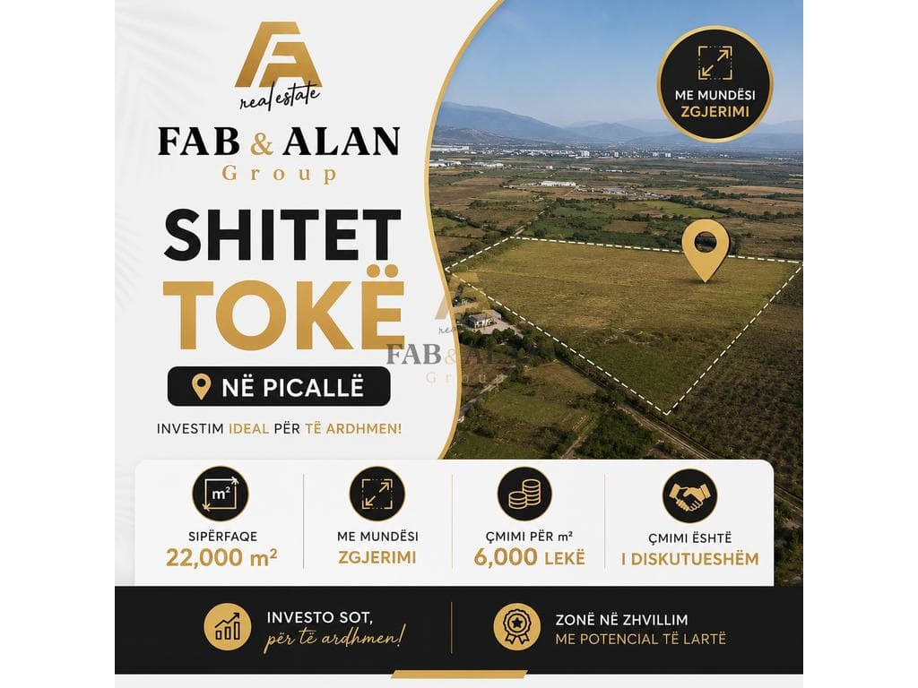 Tokë Për Shitje në Picallë, Tiranë - 1.430.000€ | 22000 m²