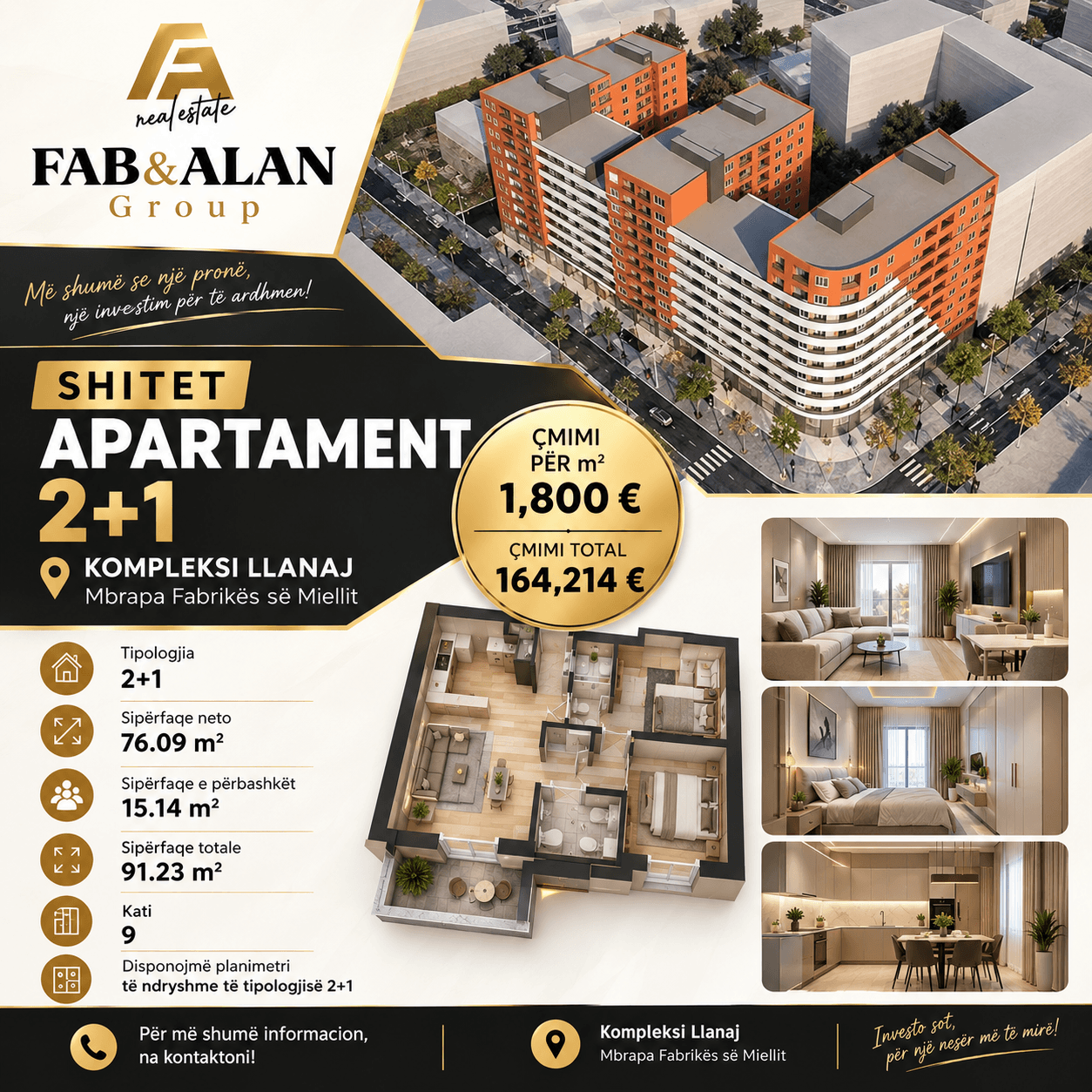 SHITET APARTAMENT 2+1 – KOMPLEKSI LLANAJ