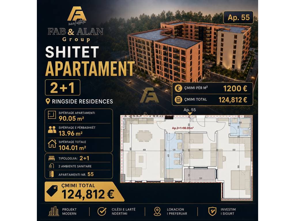 🏡 SHITET APARTAMENT 2+1 – RINGSIDE RESIDENCES