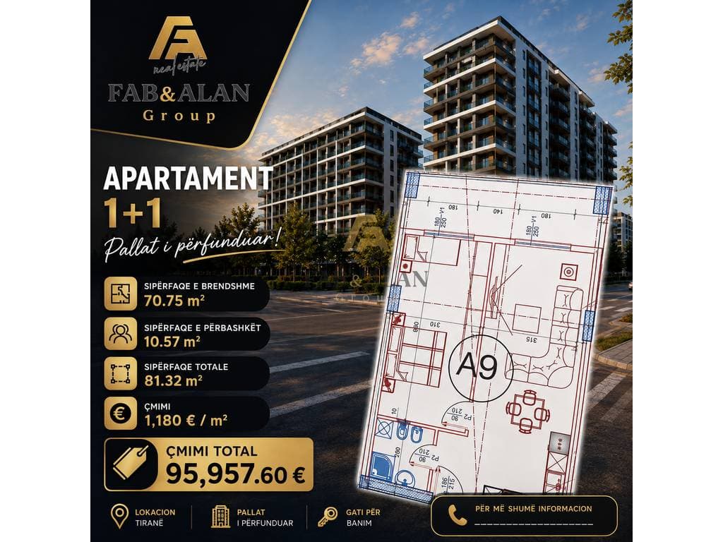 Apartament 1+1 në shitje - 95,957€