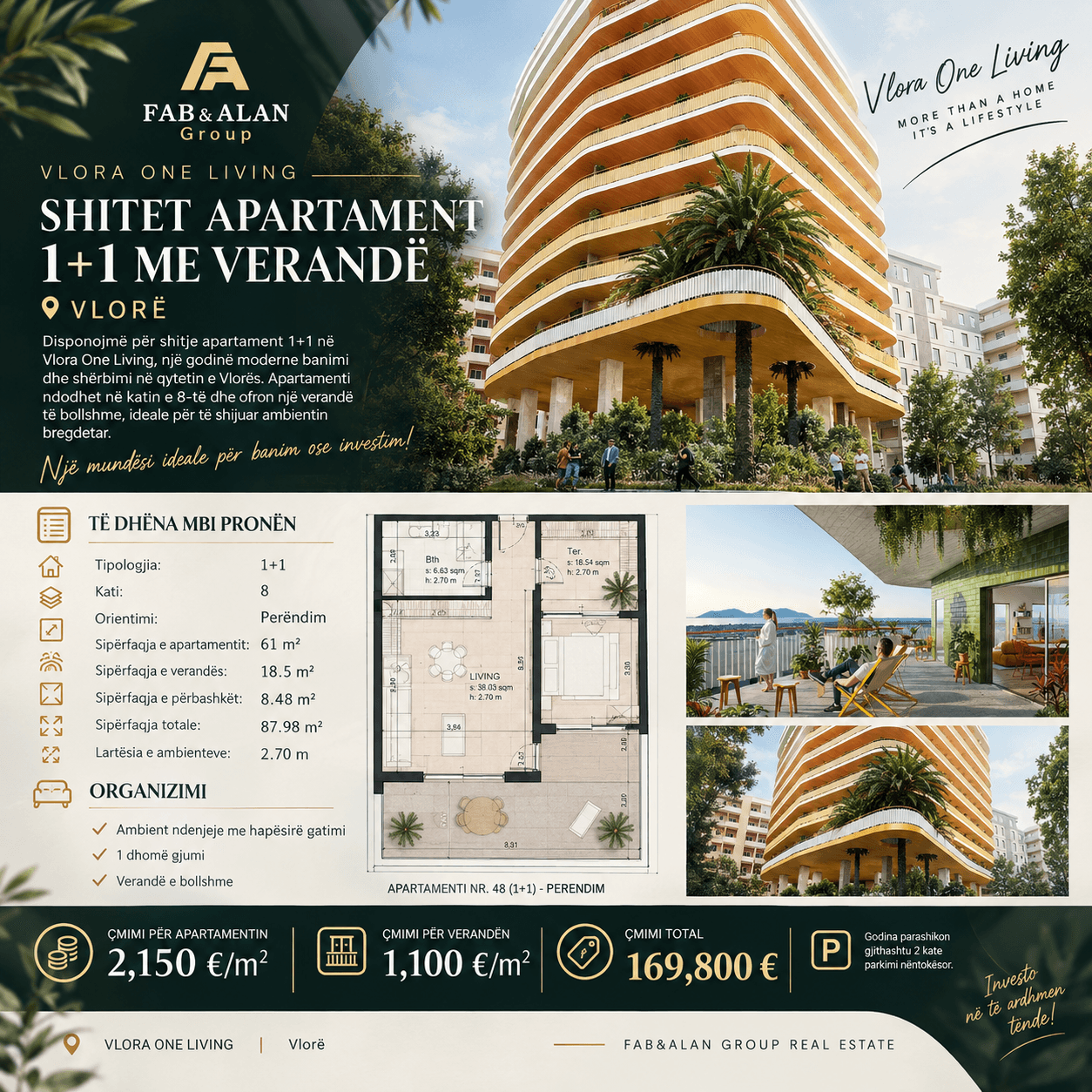🏡 SHITET APARTAMENT 1+1 ME VERANDË | VLORA ONE LIVING