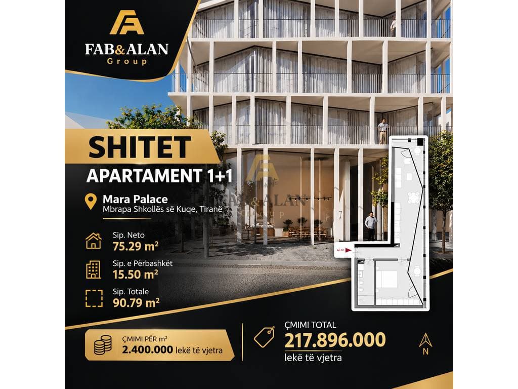 🏡 SHITET APARTAMENT 1+1 – MARA PALACE, TIRANË