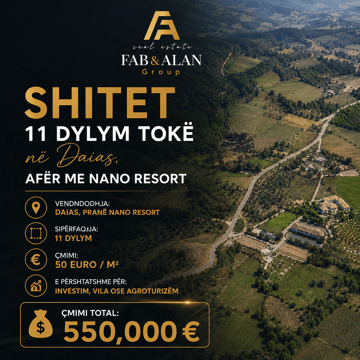 Tokë Për Shitje në Daias, Tiranë - 550000€ | 11000 m²