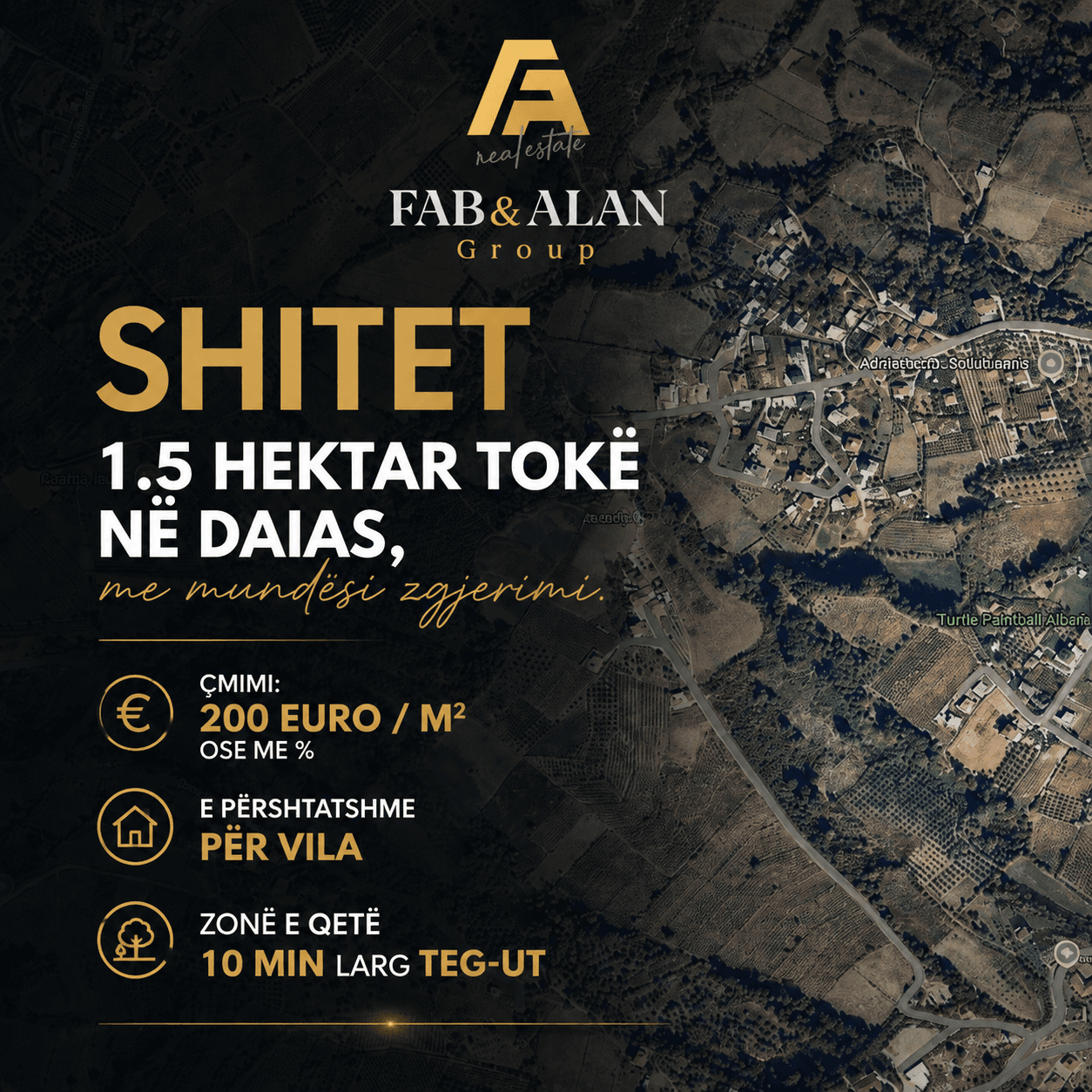 Tokë Për Shitje në Daias, Tiranë - 3.000.000€ | 15000 m²