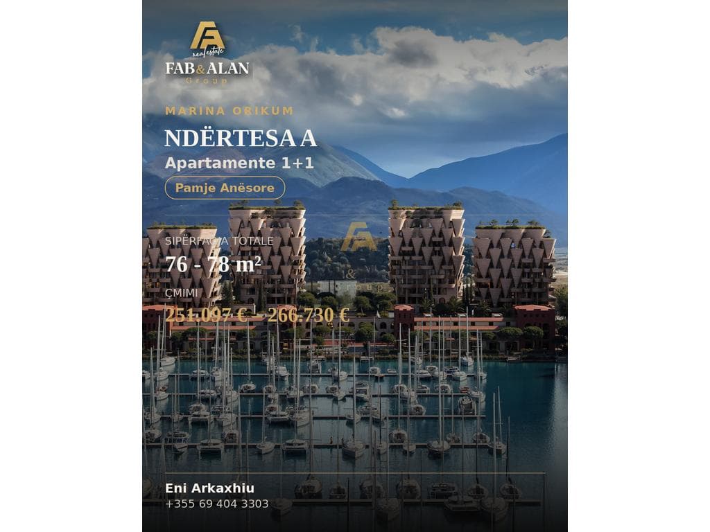 Apartamente 1+1 Për Shitje në Orikum, Vlorë - Çmimi sipas kërkesës | 76-78 m²