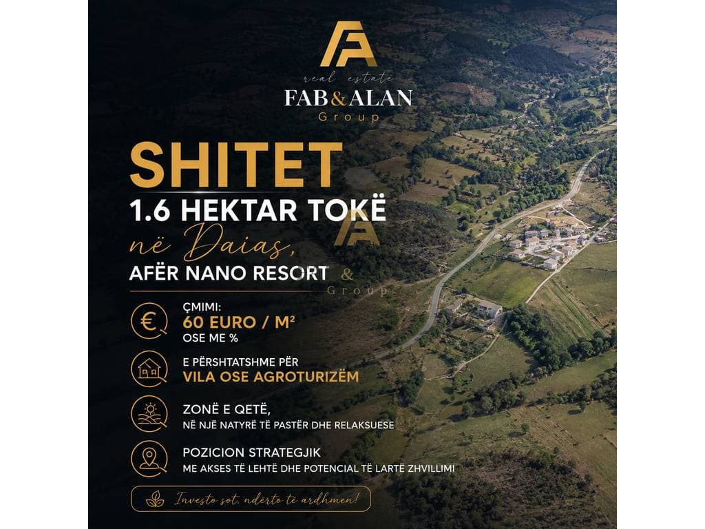 Tokë për Shitje në Daias, Tiranë - 960000€ | 16000 m²