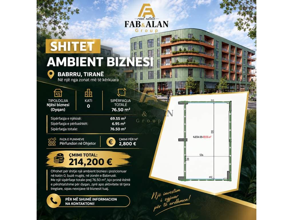 🏢 SHITET AMBIENT BIZNESI – BABRRU, TIRANË