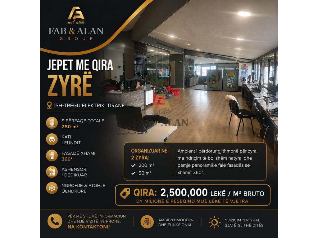 🏢 JEPET ME QIRA ZYRË – ISH-TREGU ELEKTRIK