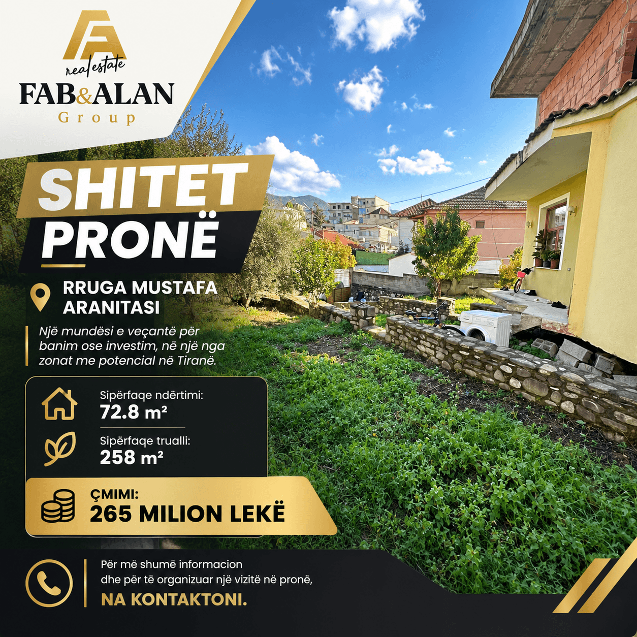 🏡 SHITET PRONË – RRUGA MUSTAFA ARANITASI,FARKE