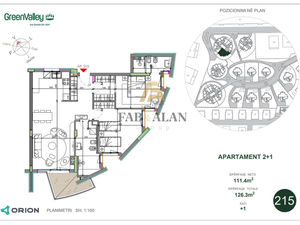 Apartament 2+1 për Shitje në Green Valley Residence, Dry Lake 💰 Çmimi: 383,000 € / 36,500,000 Lek 3