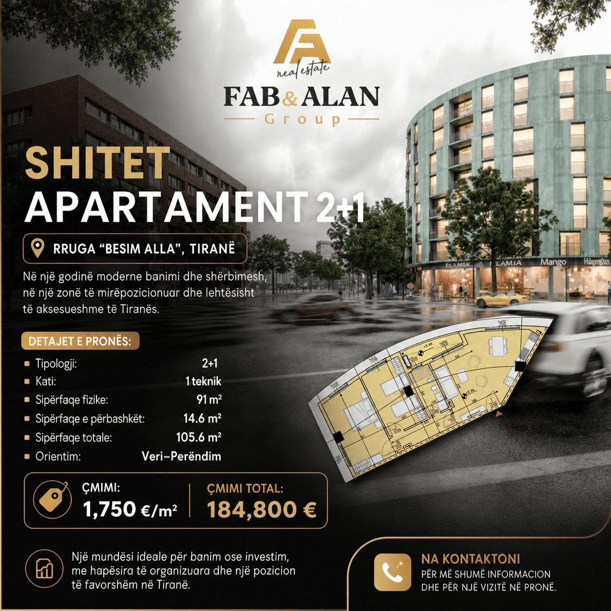 🏡 SHITET APARTAMENT 2+1 – Yzberisht