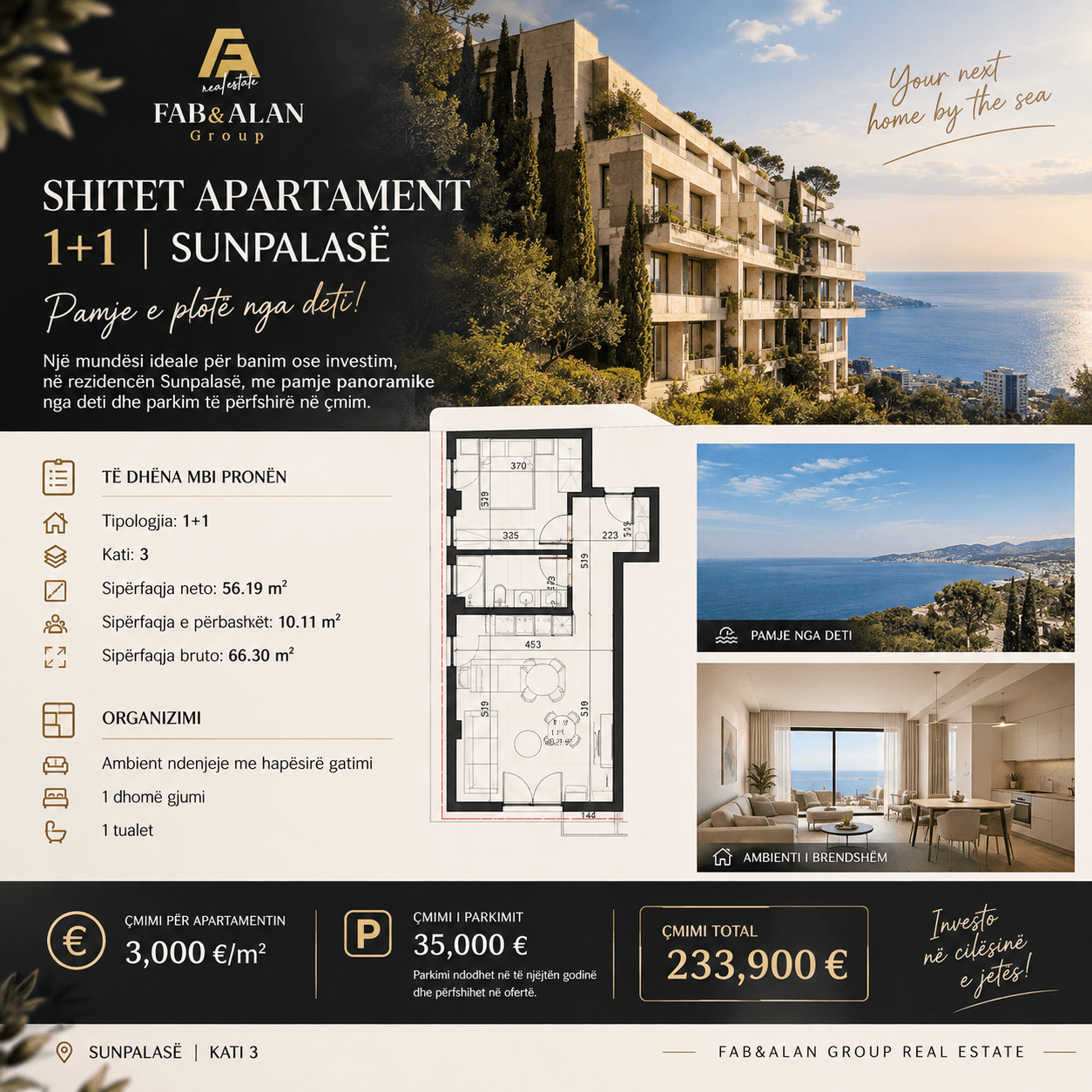 🏡 SHITET APARTAMENT 1+1 | SUNPALASË