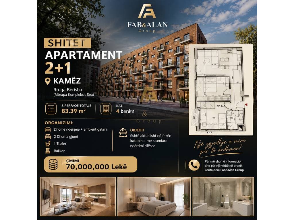 🏡 SHITET APARTAMENT 2+1 – KAMËZ