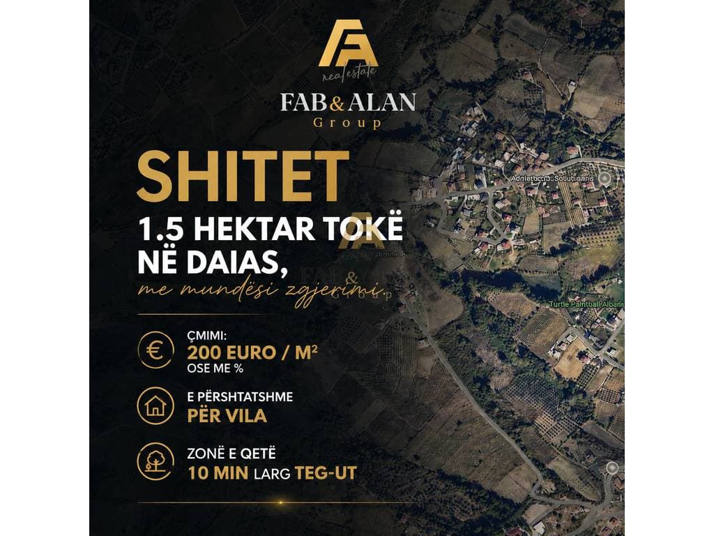Tokë Për Shitje në Daias, Tiranë - 3.000.000€ | 15000 m²