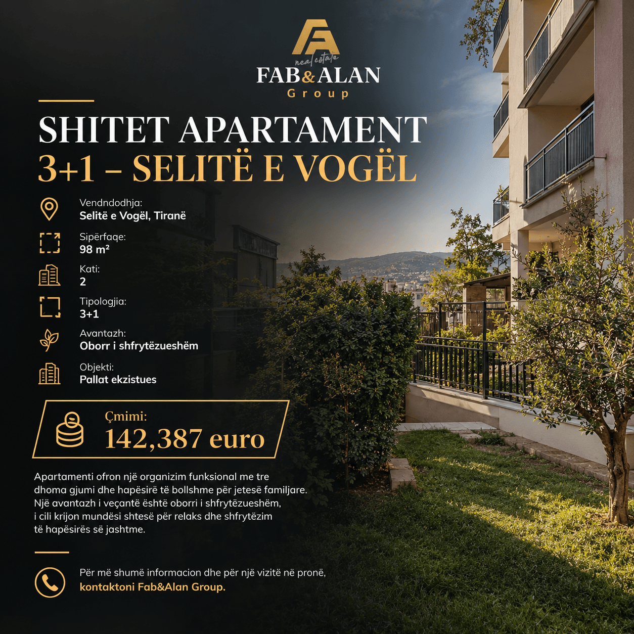 🏡 SHITET APARTAMENT 3+1 – SELITË E VOGËL